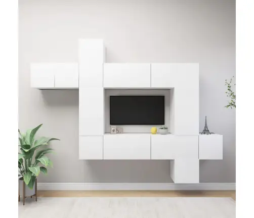 10-Daļīgs Tv Plauktu Komplekts, Balta Inženierijas Koks Vidaxl