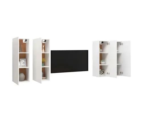 Telerikapid, 4 Tk, Valge, 30,5 X 30 X 90 cm Tehispuit