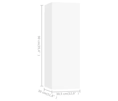 Telerikapid, 4 Tk, Valge, 30,5 X 30 X 90 cm Tehispuit