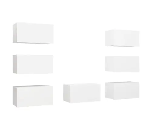 Televizoriaus Spintelės, 7Vnt., Baltos, 30,5X30X60cm Mediena Televizoriaus Spintelės, 7Vnt., Baltos, 30,5X30X60cm Mediena