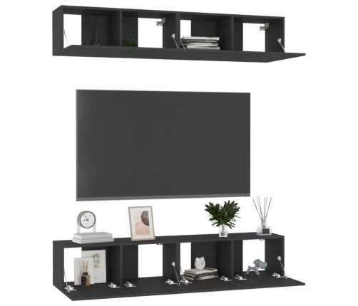 Tv Skapīši, 4 Gab., Melni, 80X30X30 Cm, Inženierijas Koks Vidaxl