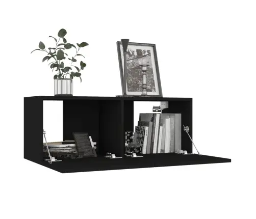 Telerikapid 4 Tk, Must, 80 X 30 X 30 cm Tehispuit