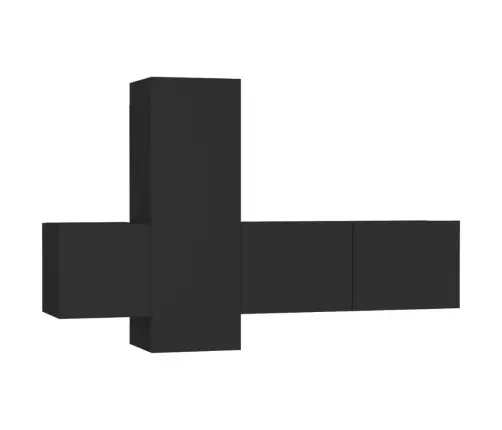 3-Osaline Telerikappide Komplekt, Must, Tehispuit