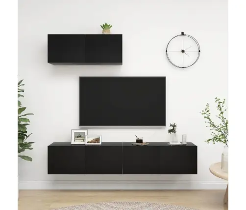 Tv Skapīši, 3 Gab., Melni, Inženierijas Koks Vidaxl