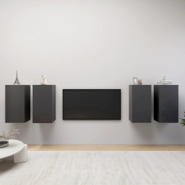 Tv Skapīši, 4 Gab., 30,5X30X60 Cm, Pelēki, Inženierijas Koks Vidaxl