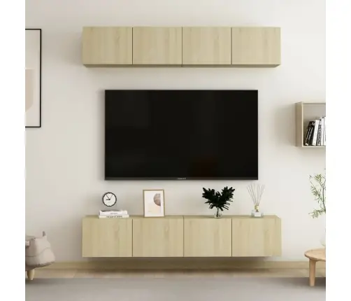 Tv Skapīši, 4 Gab., 80X30X30 Cm, Ozola Krāsa, Inženierijas Koks Vidaxl