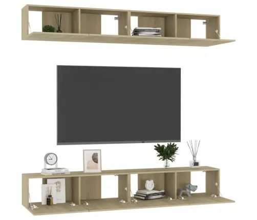 Tv Skapīši, 4 Gab. 100X30X30Cm Ozolkoka Krāsa Inženierijas Koks Vidaxl