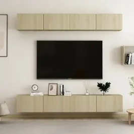 Televizoriaus Spintelės, 4Vnt., Ąžuolo, 100X30X30cm Mediena