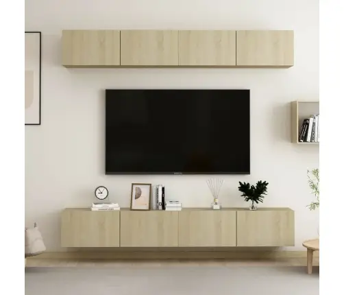 Tv Skapīši, 4 Gab. 100X30X30Cm Ozolkoka Krāsa Inženierijas Koks Vidaxl