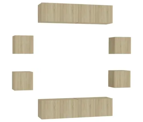 Televizoriaus Spintelių Komplektas, 8 Dalių, Ąžuolo, Mediena