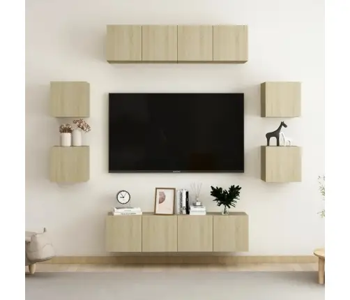 Televizoriaus Spintelių Komplektas, 8 Dalių, Ąžuolo, Mediena