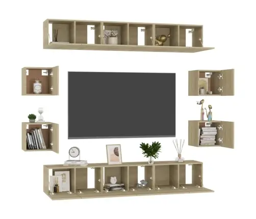 10-Daļīgs Tv Skapīšu Komplekts Ozolkoka Krāsa Inženierijas Koks Vidaxl