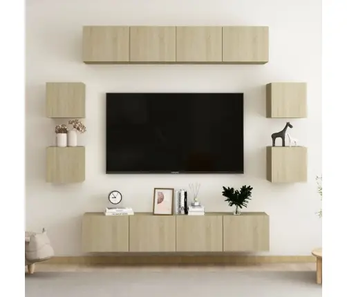 8-Osaline Telerikappide Komplekt, Sonoma Tamm, Tehispuit