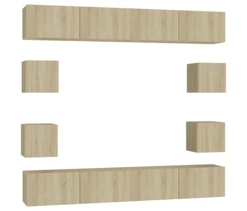 Televizoriaus Spintelių Komplektas, 8 Dalių, Ąžuolo, Mediena