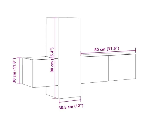 3-Daļīgs Tv Skapīšu Komplekts, Ozola Krāsa, Inženierijas Koks Vidaxl