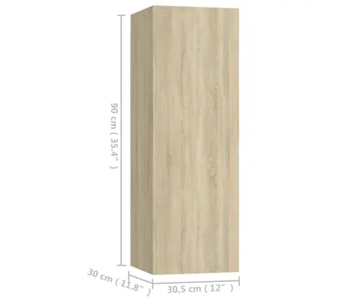 3-Daļīgs Tv Skapīšu Komplekts, Ozola Krāsa, Inženierijas Koks Vidaxl