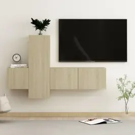 3-Daļīgs Tv Skapīšu Komplekts, Ozola Krāsa, Inženierijas Koks Vidaxl
