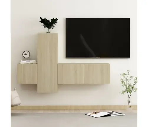 3-Daļīgs Tv Skapīšu Komplekts, Ozola Krāsa, Inženierijas Koks Vidaxl