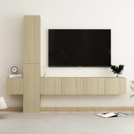 Televizoriaus Spintelių Komplektas, 5 Dalių, Ąžuolo, Mediena