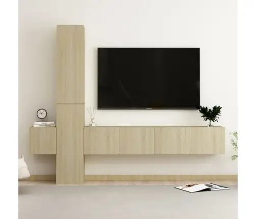 Televizoriaus Spintelių Komplektas, 5 Dalių, Ąžuolo, Mediena