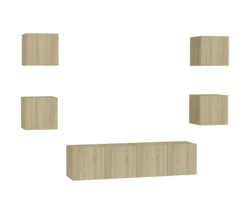 6-Daļīgs Tv Skapīšu Komplekts, Ozolkoka Krāsa Inženierijas Koks Vidaxl