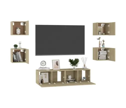6-Daļīgs Tv Skapīšu Komplekts, Ozolkoka Krāsa Inženierijas Koks Vidaxl