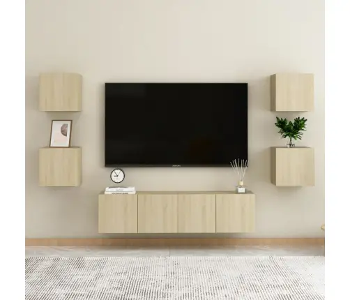 6-Daļīgs Tv Skapīšu Komplekts, Ozolkoka Krāsa Inženierijas Koks Vidaxl