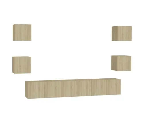 7-Daļīgs Tv Skapīšu Komplekts, Ozolkoka Krāsa Inženierijas Koks Vidaxl 7-Daļīgs Tv Skapīšu Komplekts, Ozolkoka Krāsa Inženierijas Koks Vidaxl