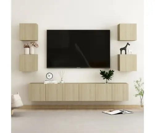 7-Daļīgs Tv Skapīšu Komplekts, Ozolkoka Krāsa Inženierijas Koks Vidaxl 7-Daļīgs Tv Skapīšu Komplekts, Ozolkoka Krāsa Inženierijas Koks Vidaxl