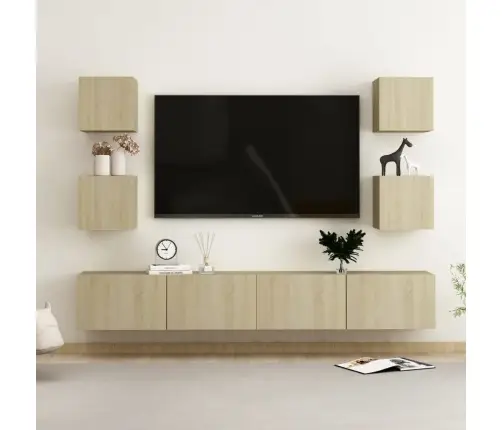 Televizoriaus Spintelių Komplektas, 6 Dalių, Ąžuolo, Mediena