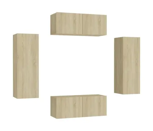 4-Daļīgs Tv Skapīšu Komplekts, Ozola Krāsa, Inženierijas Koks Vidaxl 4-Daļīgs Tv Skapīšu Komplekts, Ozola Krāsa, Inženierijas Koks Vidaxl