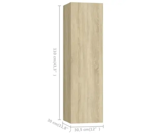 Televizoriaus Spintelių Komplektas, 3 Dalių, Ąžuolo, Mediena Televizoriaus Spintelių Komplektas, 3 Dalių, Ąžuolo, Mediena