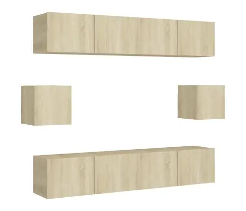 6-Daļīgs Tv Skapīšu Komplekts, Ozola Krāsa, Inženierijas Koks Vidaxl