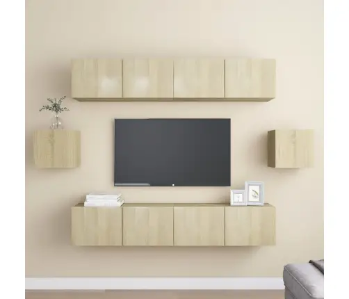 6-Daļīgs Tv Skapīšu Komplekts, Ozola Krāsa, Inženierijas Koks Vidaxl