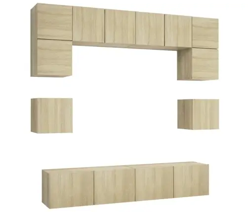 8-Daļīgs Tv Skapīšu Komplekts, Ozola Krāsa, Inženierijas Koks Vidaxl
