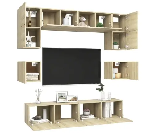 8-Daļīgs Tv Skapīšu Komplekts, Ozola Krāsa, Inženierijas Koks Vidaxl