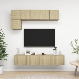 5-Daļīgs Tv Skapīšu Komplekts, Ozola Krāsa, Inženierijas Koks Vidaxl