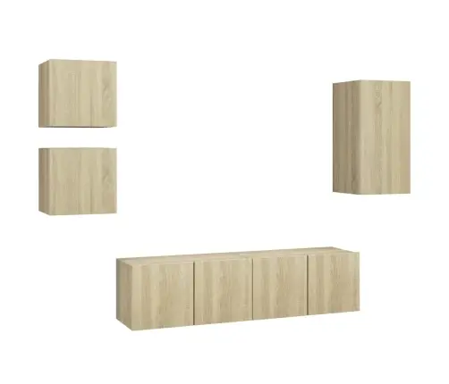 5-Daļīgs Tv Skapīšu Komplekts, Ozolkoka Krāsa Inženierijas Koks Vidaxl