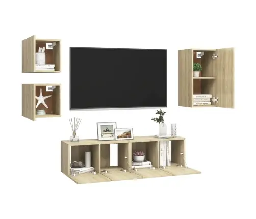 5-Daļīgs Tv Skapīšu Komplekts, Ozolkoka Krāsa Inženierijas Koks Vidaxl