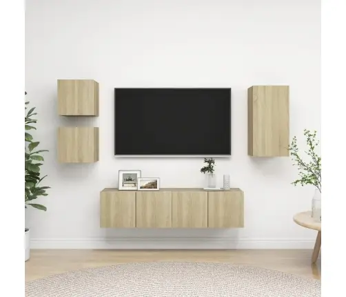 5-Daļīgs Tv Skapīšu Komplekts, Ozolkoka Krāsa Inženierijas Koks Vidaxl