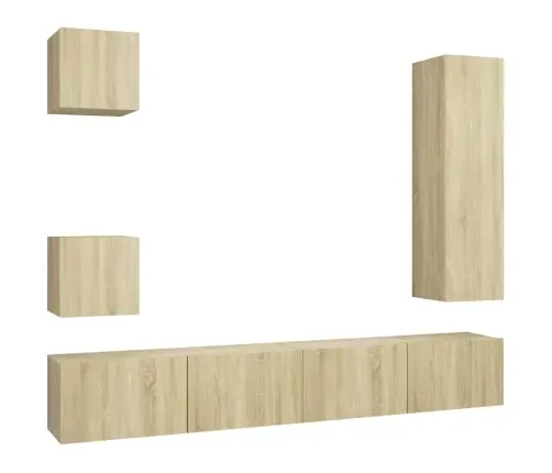 5-Daļīgs Tv Skapīšu Komplekts, Ozolkoka Krāsa Inženierijas Koks Vidaxl
