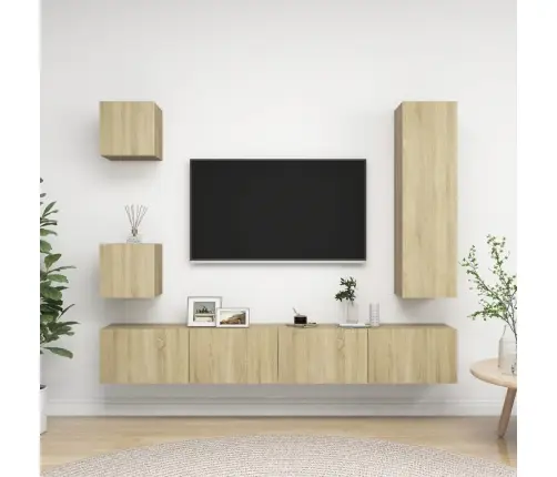 5-Daļīgs Tv Skapīšu Komplekts, Ozolkoka Krāsa Inženierijas Koks Vidaxl