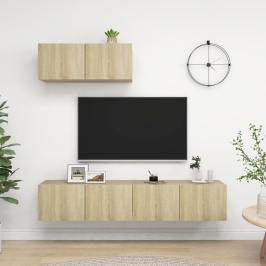 Tv Skapīši, 3 Gab., Ozolkoka Krāsa, Inženierijas Koks Vidaxl