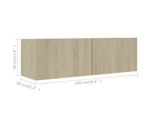 2-Osaline Telerikappide Komplekt, Sonoma Tamm, Tehispuit