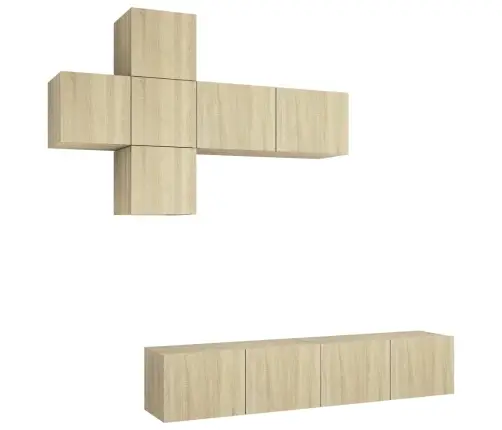 7-Daļīgs Tv Skapīšu Komplekts, Ozola Krāsa, Inženierijas Koks Vidaxl