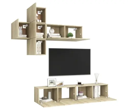 7-Daļīgs Tv Skapīšu Komplekts, Ozola Krāsa, Inženierijas Koks Vidaxl
