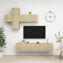7-Daļīgs Tv Skapīšu Komplekts, Ozola Krāsa, Inženierijas Koks Vidaxl