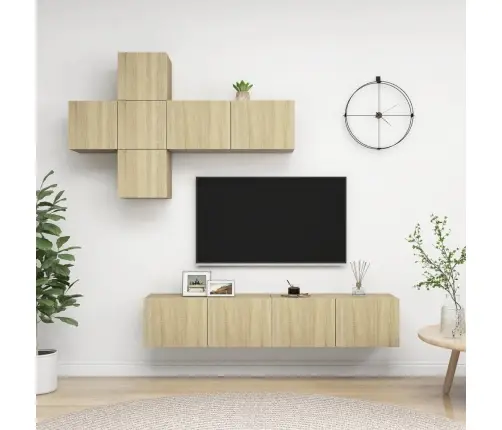7-Daļīgs Tv Skapīšu Komplekts, Ozola Krāsa, Inženierijas Koks Vidaxl