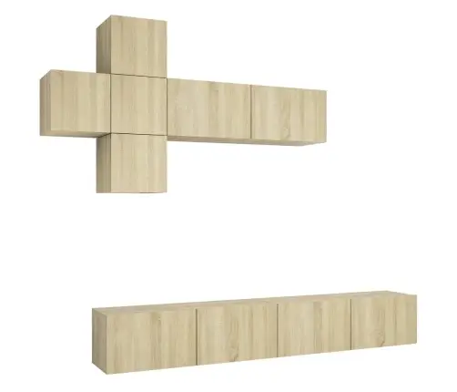 7-Osaline Telerikappide Komplekt, Sonoma Tamm, Tehispuit