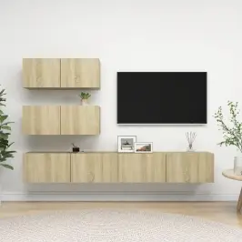 Televizoriaus Spintelių Komplektas, 4 Dalių, Ąžuolo, Mediena